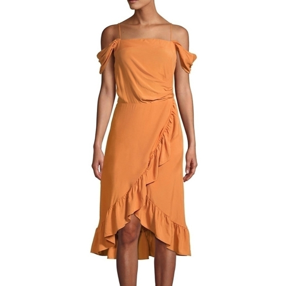 Maje Portefeuille Ruffle Detail Midi Dress NWT  Small/1 - Picture 2 of 8